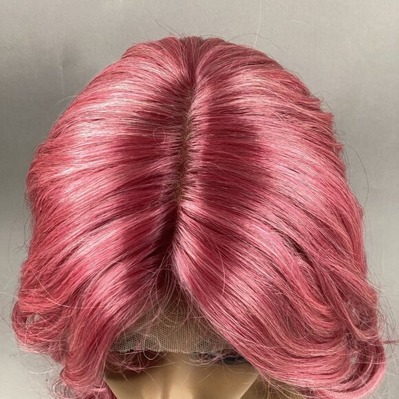 Haseena Long Wavy #Rouge Pink Synthetic Lace Front Wig - Picture 3 of 9